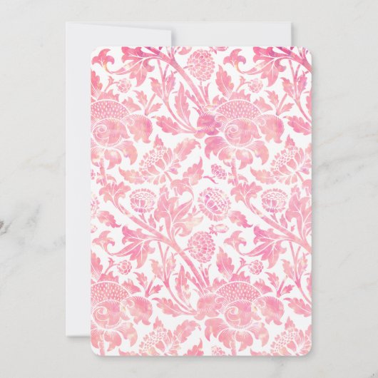Roze vintage bloemen blanke uitnodiging template (Achterkant)