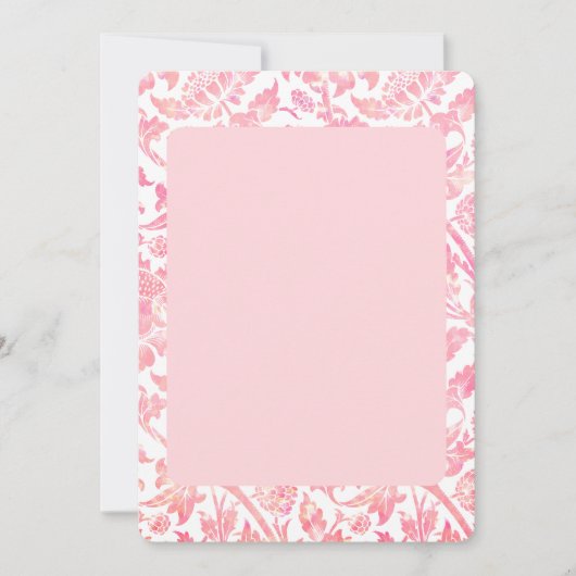 Roze vintage bloemen blanke uitnodiging template (Voorkant)