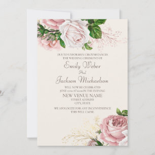 Roze Vintage Bloemen Bruiloft Locatie Wijziging Kaart