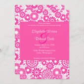 Roze vintage bloemen bruiloft uitnodiging (Voorkant / Achterkant)