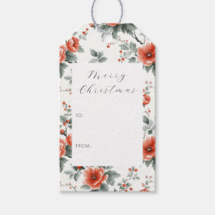 Roze Vintage Bloemen Cadeaulabel