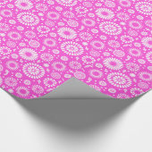 Roze vintage bloemen cadeaupapier (Hoek)