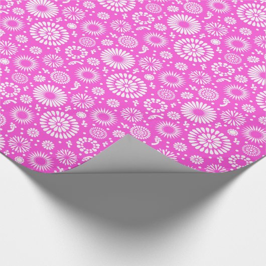 Roze vintage bloemen cadeaupapier (Hoek)