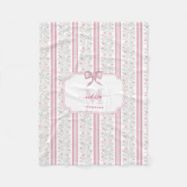 Roze Vintage Bloemen Coquette Strik Fleece Deken