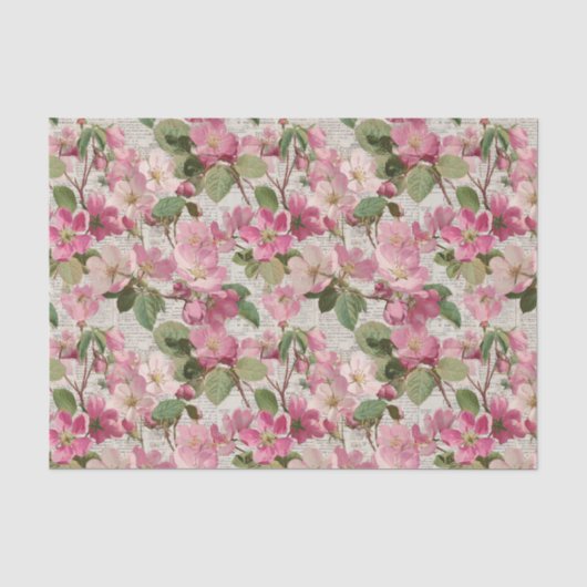 Roze Vintage Bloemen Decoupage Tissuepapier (Voorkant)