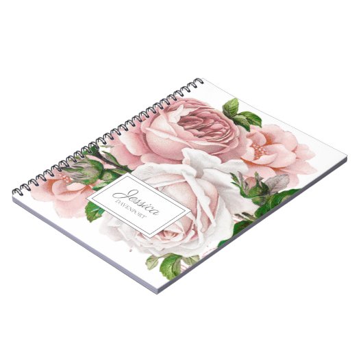 Roze Vintage Bloemen Notitieboek (Linkerzijde)