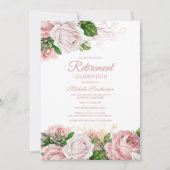 Roze Vintage Bloemen Pensioenfeest Kaart (Voorkant)