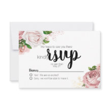 Roze Vintage Bloemen Rozen Marineblauwe Trouw RSVP