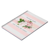 Roze Vintage Bloemen Strepen Dagboek Journaal Notitieboek (Linkerzijde)