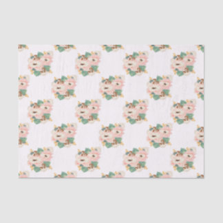 Roze Vintage Bloemen Tissuepapier
