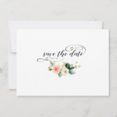 Roze Vintage Bloemen Trouw Calligrafie Save The Date (Achterkant)