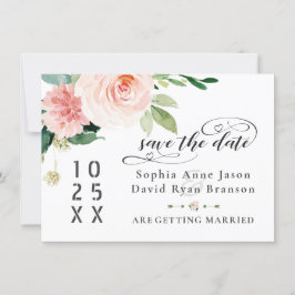 Roze Vintage Bloemen Trouw Calligrafie Save The Date