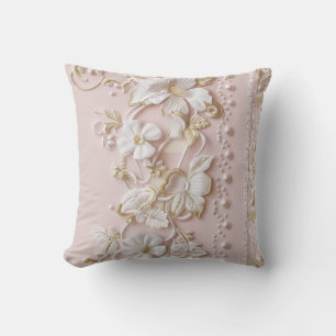Roze Vintage Bloemengeworpen Kussen
