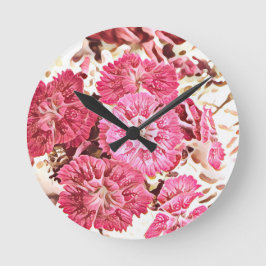 Roze Vintage Bloemenkastklok Ronde Klok