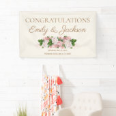 Roze Vintage Bloemenkoppel Bruidsdouche Spandoek (Insitu)