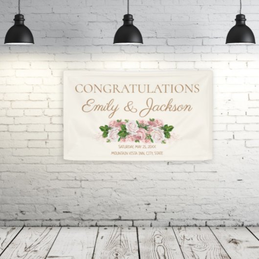 Roze Vintage Bloemenkoppel Bruidsdouche Spandoek