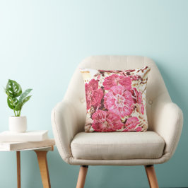 Roze Vintage Bloemenkussen Kussen