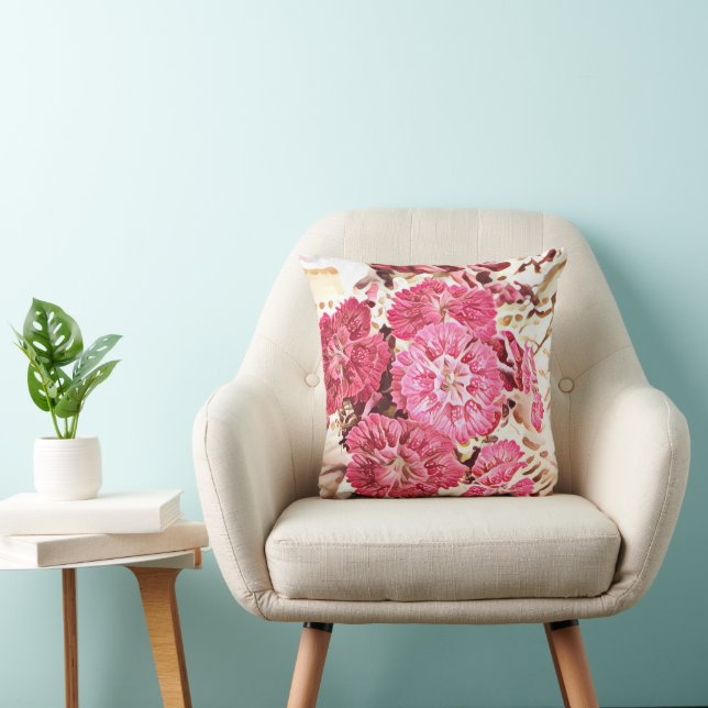 Roze Vintage Bloemenkussen Kussen (Stoel)