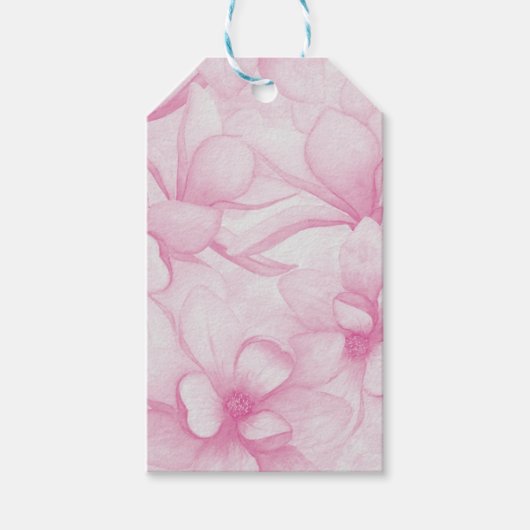 Roze vintage bloemenprint cadeaulabel (Voorkant)
