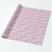 Roze vintage bloemenprint cadeaupapier (Uitgerold)