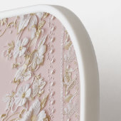 Roze Vintage Bloemenschildering Pickleball Paddle (Links Detail)