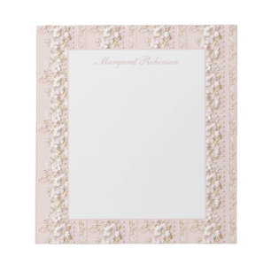 Roze Vintage Bloemenschrijfblok Notitieblok
