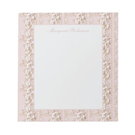 Roze Vintage Bloemenschrijfblok Notitieblok (Voorkant)