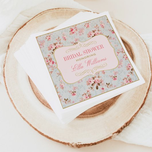 Roze Vintage Bloemetuin Bruidsfeest Servet