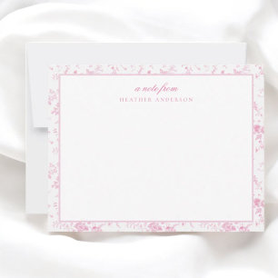 Roze Vintage Bloemig Persoonlijk Schrijfpapier Notitiekaartje
