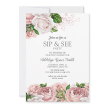 Roze Vintage Bloemige Baby Meisje Sip See Shower
