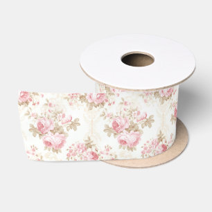 Roze Vintage Bloemige Coquette Inpakpapier Satijnen Lint