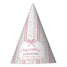 Roze Vintage Bloemige Coquette Strik Verjaardagsfe Feesthoedjes