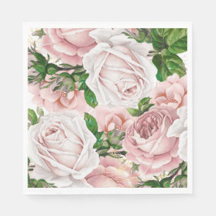 Roze Vintage Bloemige Groene Tinten Servet