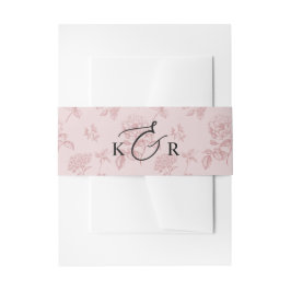 Roze Vintage Bloemige Moderne Monogram Huwelijk Uitnodigingen Wikkel