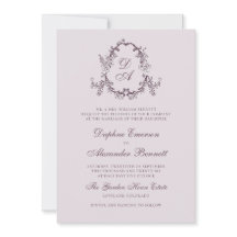 Roze Vintage Bloemige Monogram Trouwkaart