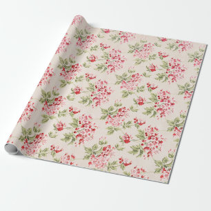 Roze Vintage Bloemige Shabby Chic Patroon Cadeaupapier