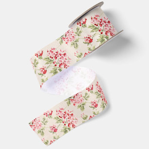 Roze Vintage Bloemige Shabby Chic Patroon Satijnen Lint