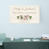 Roze Vintage Bloemige Trouw Bruidsshower Spandoek (Beurs)