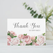 Roze Vintage Bloemige Verjaardag Bedankt (Staand voorkant)