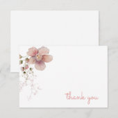 Roze Vintage Bloemmotief Dankjewel Notitiekaart (Voorkant / Achterkant)