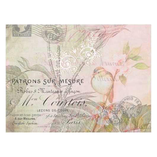 roze vintage bloemmotief tafelkleed (Voorkant (Horizontaal))