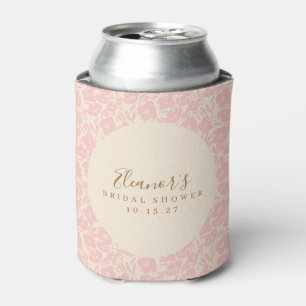 Roze Vintage Bloemrijke Script Bruiloft Aangepast Blikjeskoeler