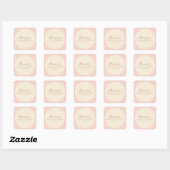 Roze Vintage Bloemrijke Script Bruiloft Aangepast Vierkante Sticker (Vel)