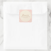 Roze Vintage Bloemrijke Script Bruiloft Aangepast Vierkante Sticker (Tas)