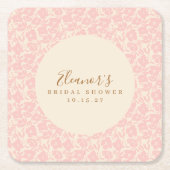 Roze Vintage Bloemrijke Script Bruiloftsshower Aan Kartonnen Onderzetters (Voorkant)