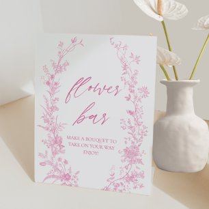 Roze Vintage Boeket Bloemen Bar Poster Reclamebord Met Voetstuk