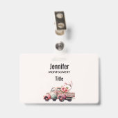 Roze vintage boerenwagen badge (Achterkant met clip)