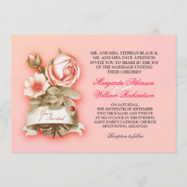 Roze vintage bruiloft uitnodigingen