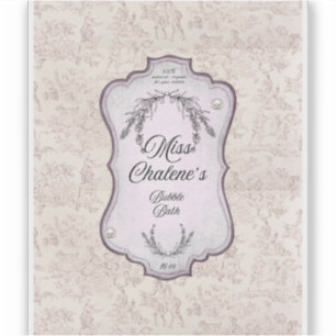 Roze Vintage Bubbelbad Antique Pot Fles  Sticker