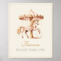 Roze Vintage Carrousel Paard Baby Shower Favoren